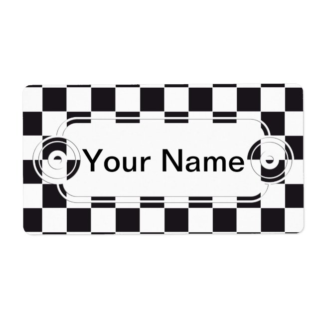 Chess Square Mönster - black + your text & backgr. Fraktsedel (Framsidan)