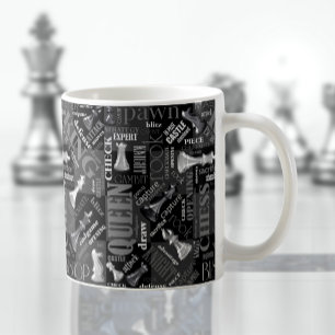Chess Terms and Delar Black and White ID784 Kaffemugg