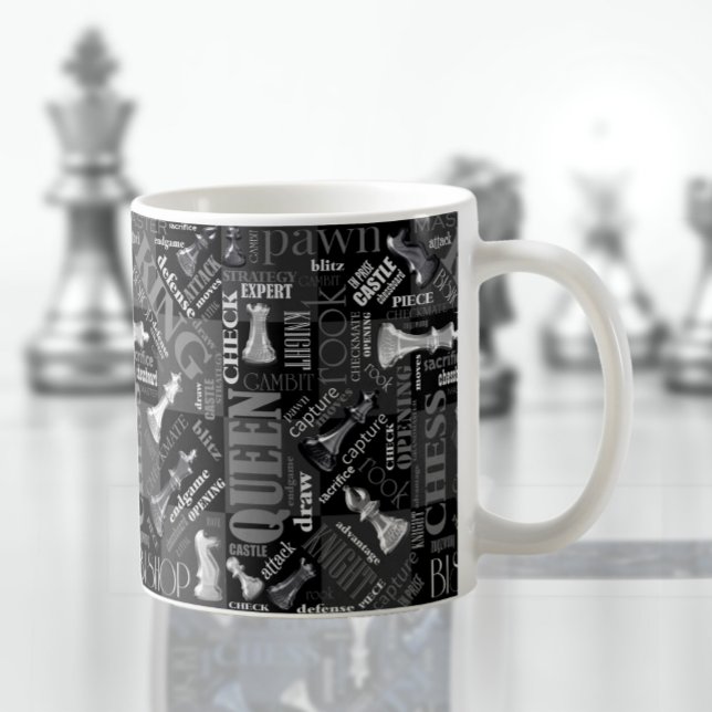 Chess Terms and Delar Black and White ID784 Kaffemugg (Skapare uppladdad)