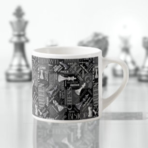 Chess Terms och Biet Black and White ID784 Espressomugg