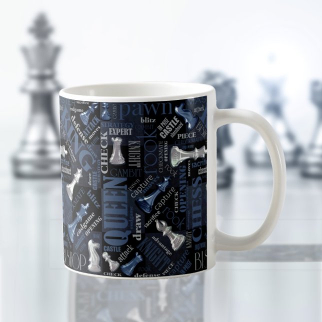 Chess Terms och Biet Silver och Blue ID784 Kaffemugg (Skapare uppladdad)