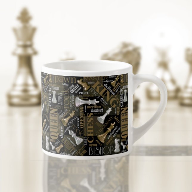 Chess Terms och Biet Silver och Guld ID784 Espressomugg (Skapare uppladdad)