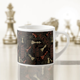 Chess Terms och Delarare koppar och Guld ID784 Espressomugg