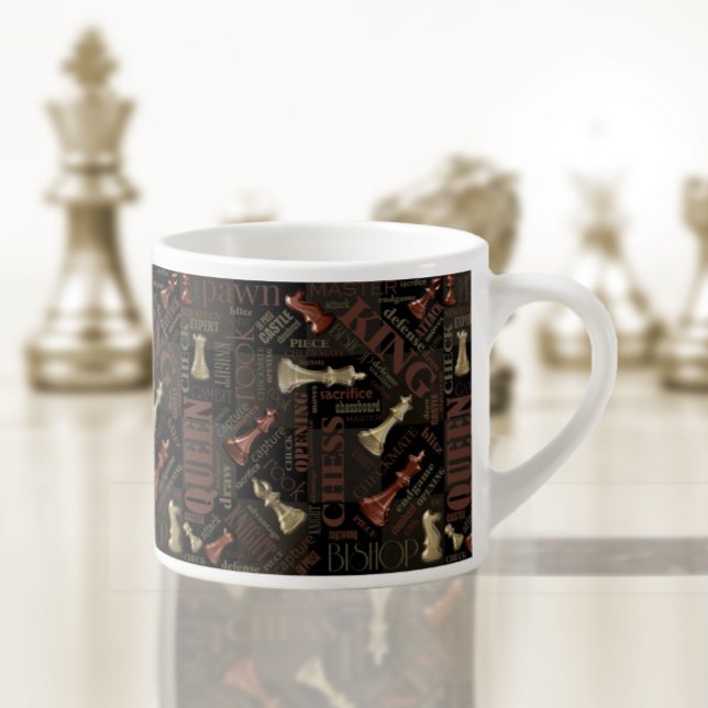 Chess Terms och Delarare koppar och Guld ID784 Espressomugg (Skapare uppladdad)