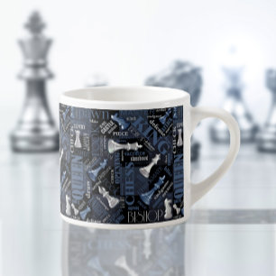 Chess Terms och Delarare Silver och Blue ID784 Espressomugg