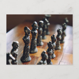 Chess ThBäste, Vintage Chessman sätter in i trä Vykort