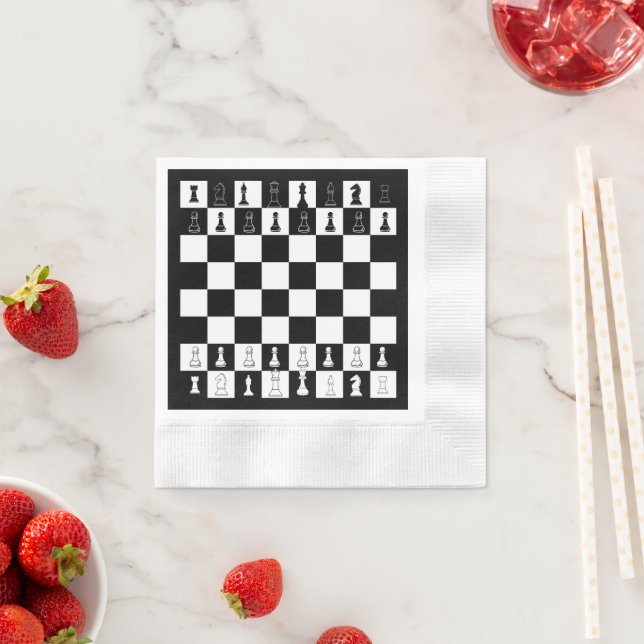 Chess Theme Papper Napkins - Elegant Chessboard De Pappersservett (Insitu)