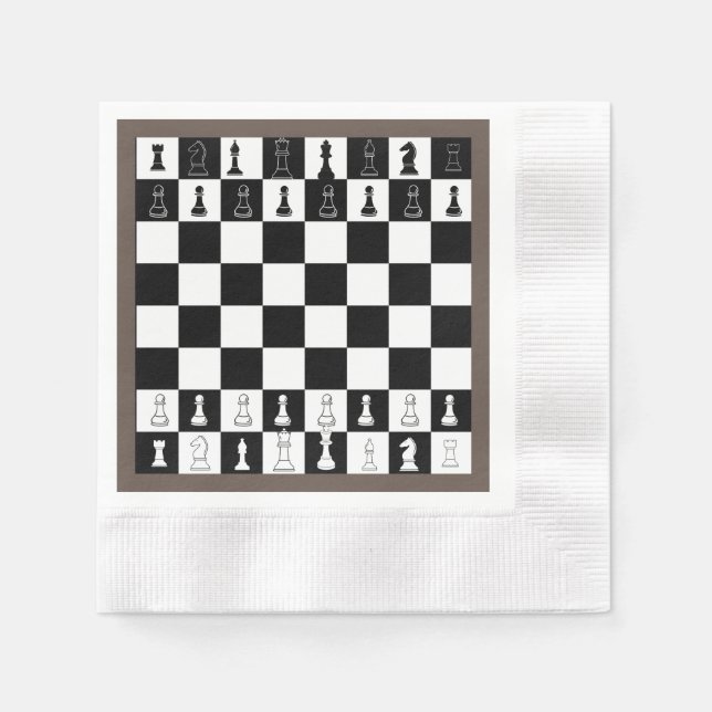 Chess Theme Papper Napkins - Elegant Chessboard De Pappersservett (Framsidan)