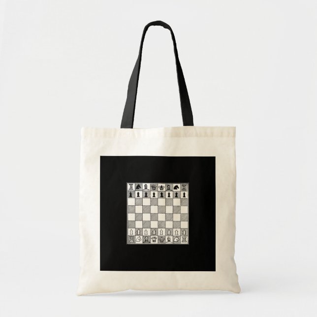 Chess Theme Tote Bag Tygkasse (Framsidan)