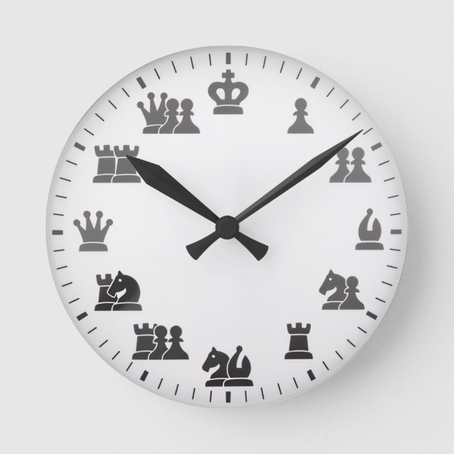Chess Thned Wall Clock Rund Klocka (Framsida)