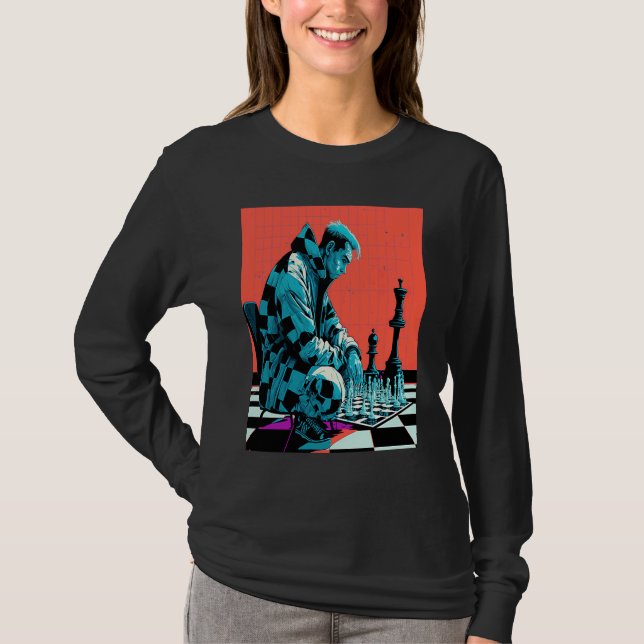 Chess Tournament Fans Retro Pop Chess Player  1 T Shirt (Framsida)