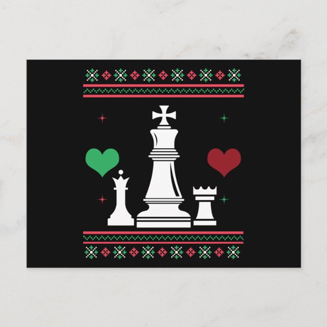 Chess Ugly Christmas Sweater Xmas Vykort (Framsida)