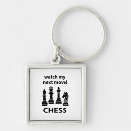 Chess Watch My Next Move Chess Fyrkantig Silverfärgad Nyckelring