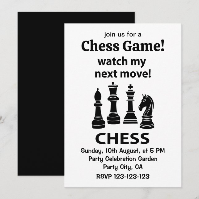 Chess Watch My Next Move Chess Inbjudningar (Fram/baksida)