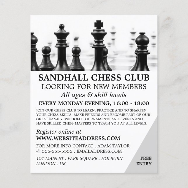 Chessboard, Chess Klubb Advertising Flyer (Framsidan)