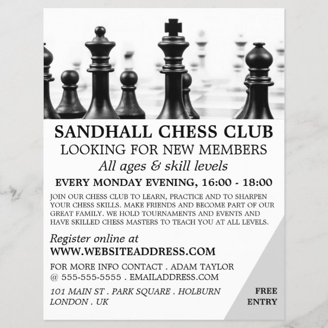 Chessboard, Chess Klubb Advertising Flyer (Framsidan)