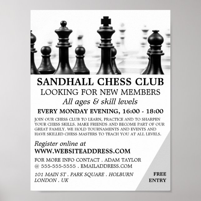 Chessboard, Chess Klubb Advertising Poster (Framsidan)
