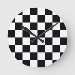 Chessboard Flagga Chess Checkerss Chessboard Rund Klocka