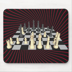 Chessboard med Chess Delar - Anpassningsbar Mousep Musmatta
