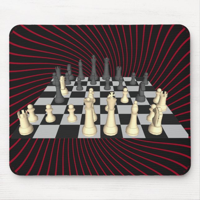 Chessboard med Chess Delar - Anpassningsbar Mousep Musmatta (Framsidan)