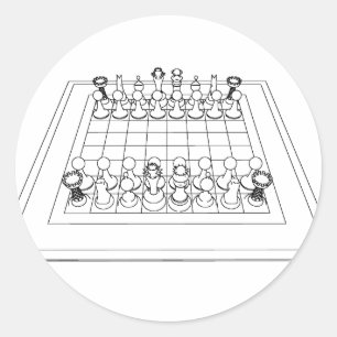 Chessboard och Chess Biet: Runt Klistermärke