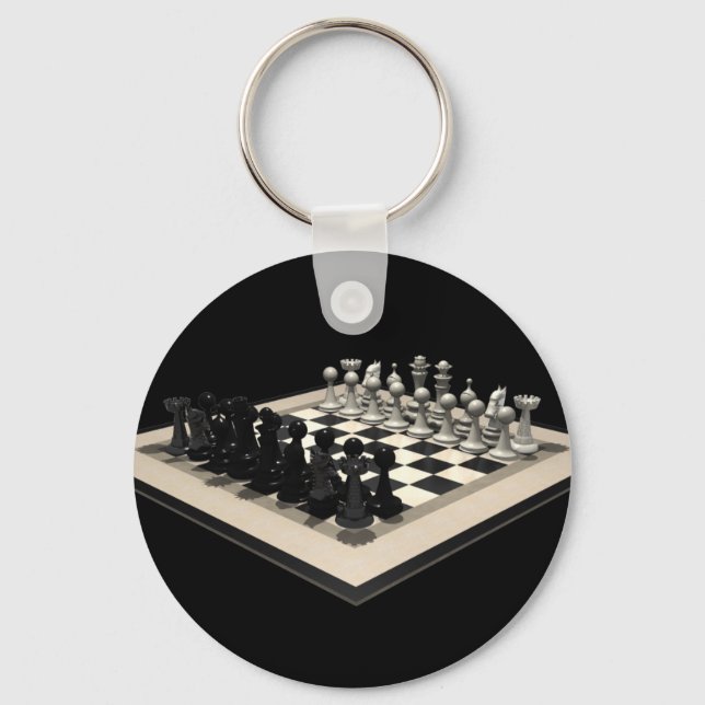 Chessboard och Chess Delar: Nyckelkedja Nyckelring (Framsida)