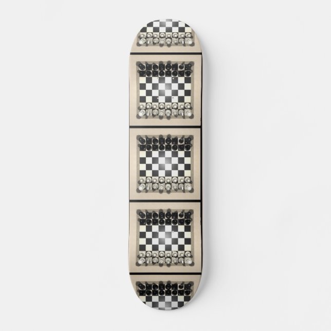 Chessboard och Chess Delar: Skateboard Bräda 20 Cm (Framsida)