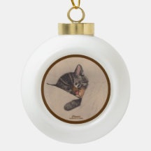 Chessie the Sleeping Kitten Ceramic Boll Ornament