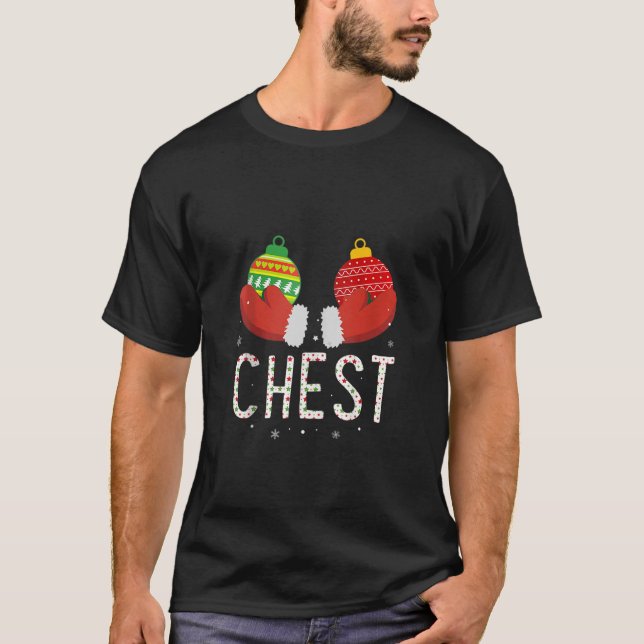 Chest Nöt jul T Shirt Funny Matching Couple (Framsida)