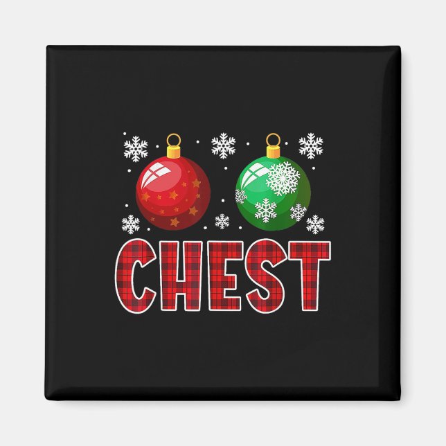 Chest Nöt Roligt Matching Chestnut jul par Magnet (Framsidan)