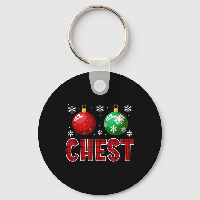 Chest Nöt Roligt Matching Chestnut jul par Nyckelring (Framsida)