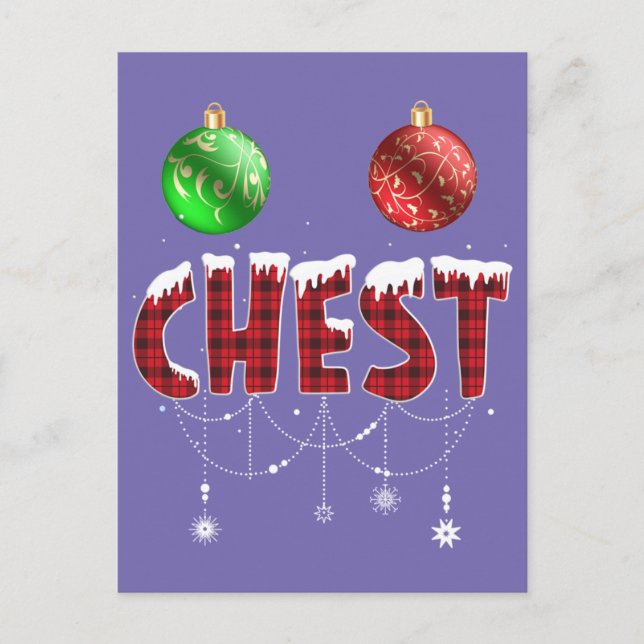 Chest Nuts Christmas Red Plaid Matching Couple Che Vykort (Framsida)