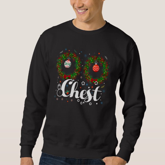 Chest Nuts Christmas T Shirt Funny Matching Couple Lång Ärmad Tröja (Framsida)