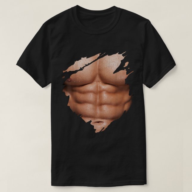 Chest Six Pack Abs Muscles BodyBuilder T Shirt (Design framsida)