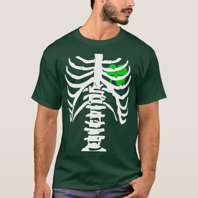 Chest X-Ray Irish Shamrock med Bones St Patricks Tröja (Framsida)