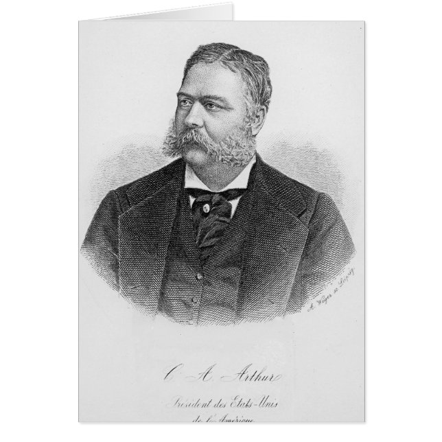 Chester Alan Arthur, graverad av A. Weger Hälsningskort (Framsidan)