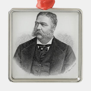 Chester Alan Arthur som inristas av A. Weger Julgransprydnad Metall