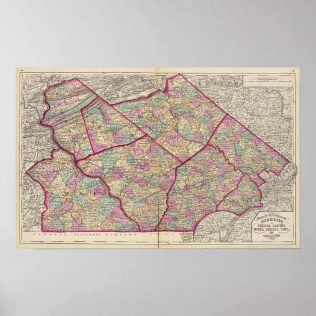 Chester, Dauphin, Berks, Libanon Poster (Framsidan)