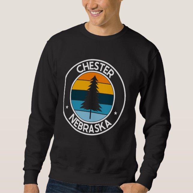 Chester Nebraska NE USA City Pride Retro Sunset Lång Ärmad Tröja (Framsida)