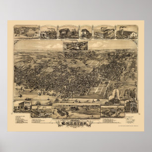 Chester panorama- karta för PA - 1885 Poster