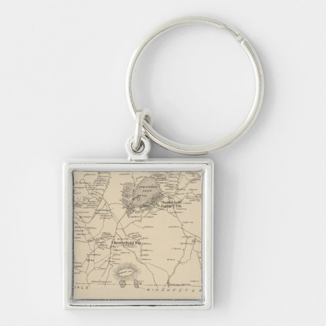 Chesterfield, Cheshire Co Fyrkantig Silverfärgad Nyckelring (Framsidan)