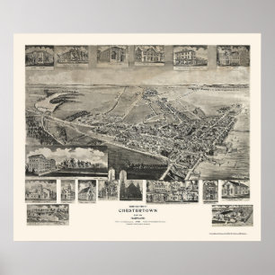Chestertown, MD Panoramic Karta - 1907 Poster