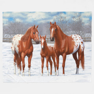Chestnut Appaloosa Sorrel Quarter Horses i Snö Fleecefilt