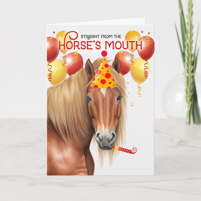 Chestnut Blonde Mane Horse Funny Birthday Kort (Framsida)