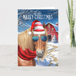Chestnut Blonde Mane Horse Funny MAREy jul Helgkort