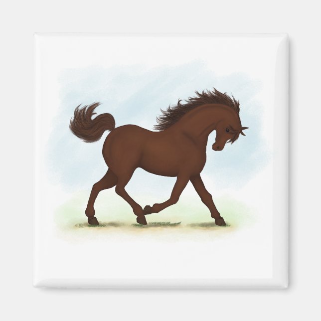 Chestnut Brown Horse Equestrien Magnet (Framsidan)