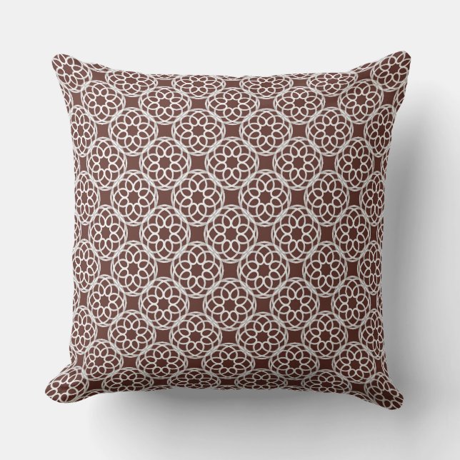 Chestnut Brown White Geometric Seamless Mönster Kudde (Framsida)