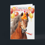 Chestnut Draft Horse Funny Birthday Kort<br><div class="desc">Varje hästälskare som fyller år vill fira genom att ta emot lycklig-Chestnut Draft-hästen i en party-hatt.</div>