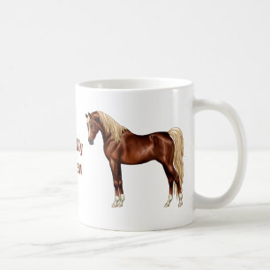 Chestnut Egyptian Arabian Horse Flaxen Mane & Svan Kaffemugg