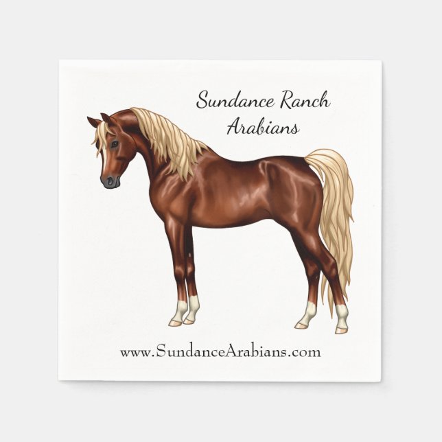 Chestnut Egyptian Arabian Horse Flaxen Mane & Svan Pappersservett (Framsidan)